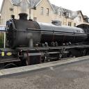 De lokomotief van de Jacobite Stoomtrein op het station van Fort William